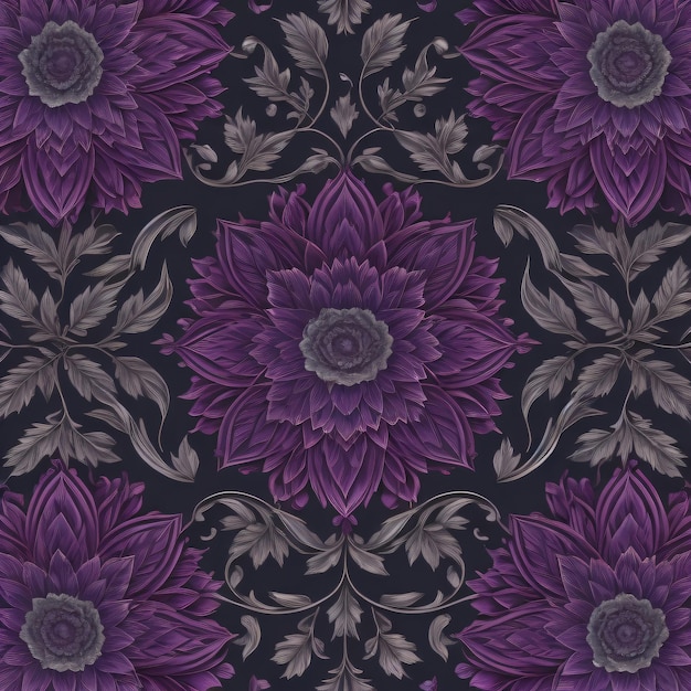 un motif violet et violet avec des fleurs.