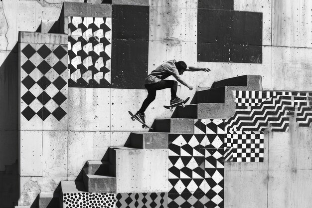 Motifs abstraits d’art urbain dans les performances de parkour