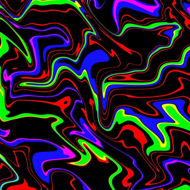 Photo des motifs abstraits en bleu, rose et vert, des motifs psychédéliques.