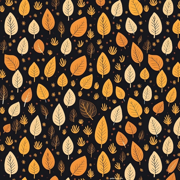 Des motifs d'automne avec des feuilles de différentes couleurs d'autumn sur fond noir Décoration vectorielle d'hiver