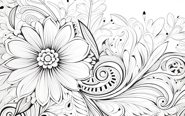 Photo des motifs bohémiens en pleine conscience page à colorier en noir et blanc
