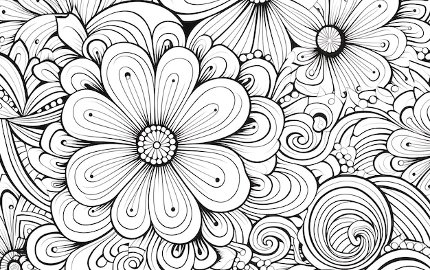 Des motifs bohémiens en pleine conscience Page à colorier en noir et blanc