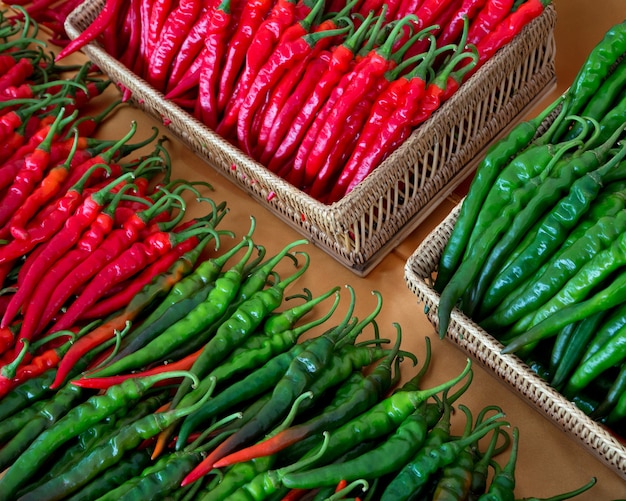 Motifs colorés de piment pour la cuisson