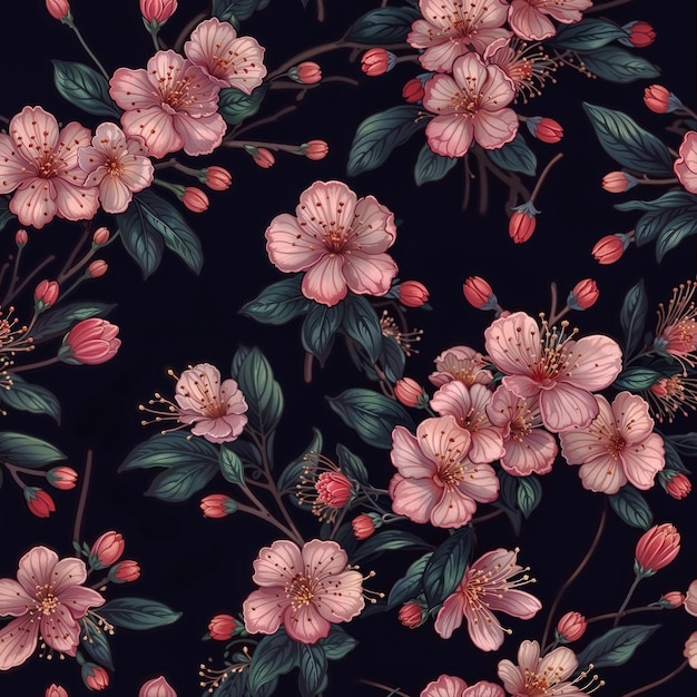 Des motifs de fleurs de cerisier délicats et sans couture, des papiers peints de printemps de style vectoriel