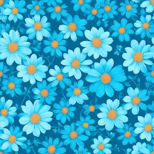 Des motifs de fleurs fleurs bleues Arrière-plan bleu