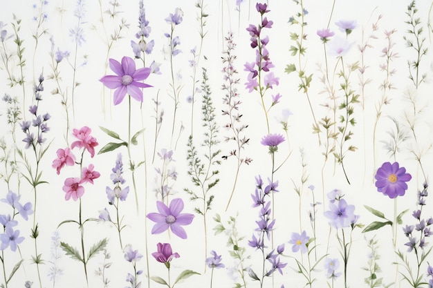 Des motifs de fleurs sur fond blanc des papiers peints à fleurs des fleurs d'été