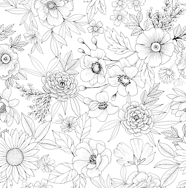 Des motifs de fleurs textiles numériques