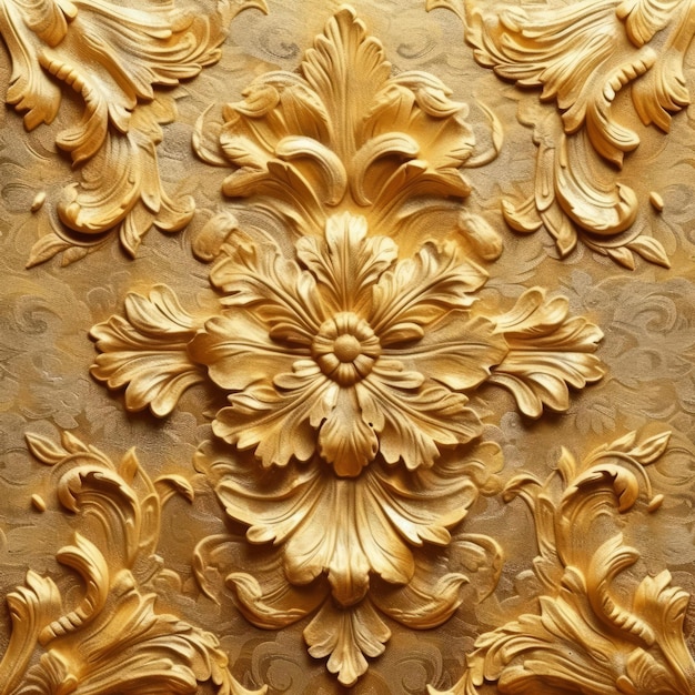 Des motifs florales dorés sans couture illustration 3D