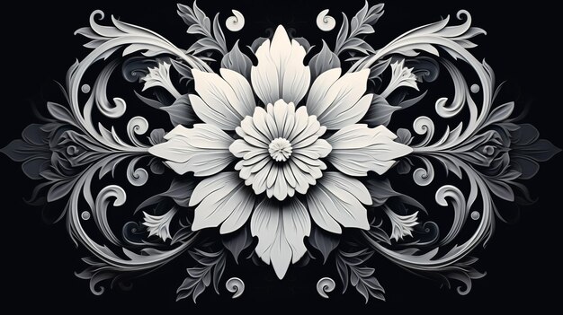 Des motifs floraux abstraits en noir et blanc d'esthétique gothique