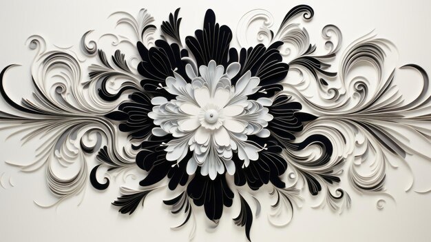 Des motifs floraux abstraits en noir et blanc d'esthétique gothique