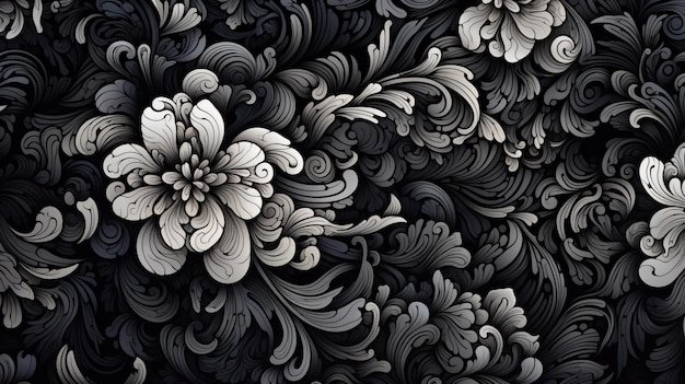 Des motifs floraux abstraits en noir et blanc