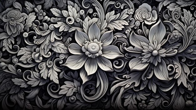 Des motifs floraux abstraits en noir et blanc