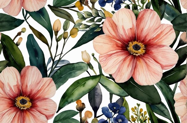 Photo des motifs floraux à l'aquarelle