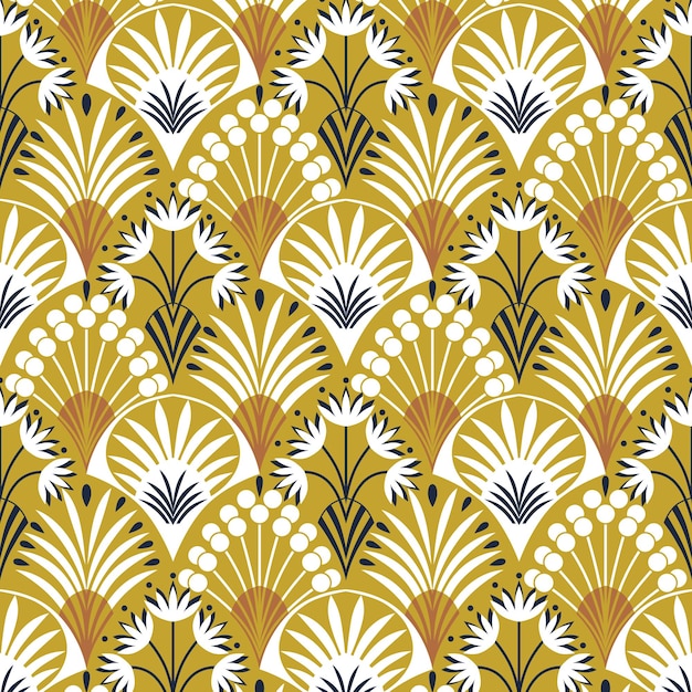 Des motifs floraux art déco en or et en jaune