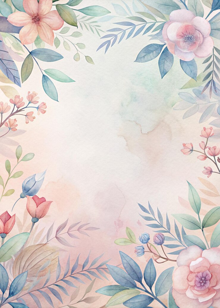 Photo des motifs floraux délicats avec des couleurs pastel douces sur un fond texturé clair style aquarelle