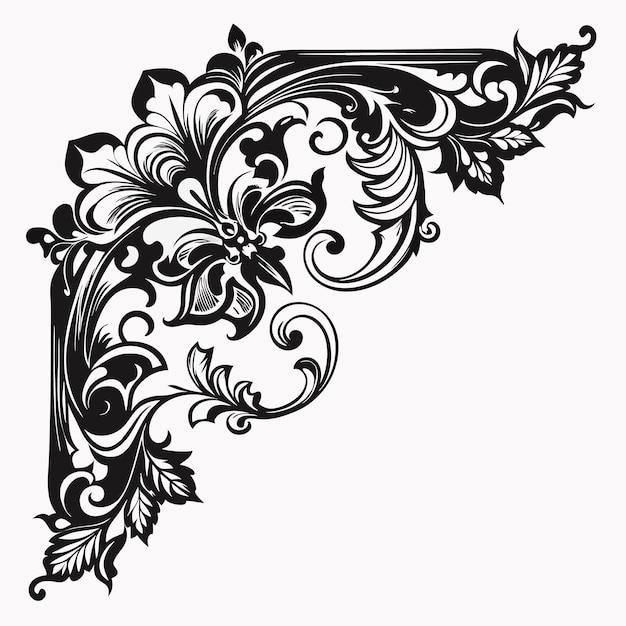 Des motifs floraux vintage intricats et décoratifs dans les coins