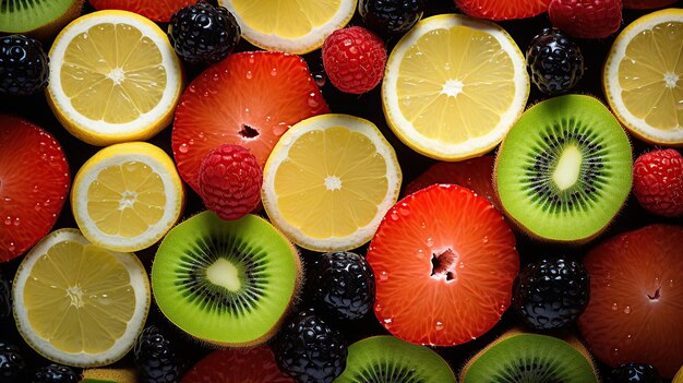 Photo des motifs de fruits colorés ia générative