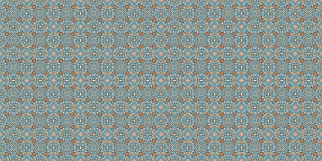 Des motifs géométriques abstraits en bleu et en orange.