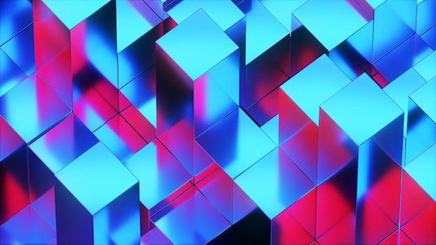 Photo motifs géométriques colorés dans le rendu 3d de style cubofuturism