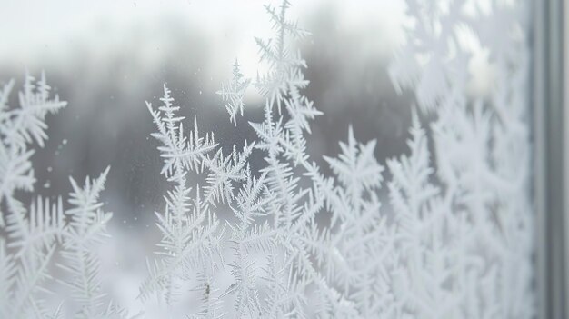 Les motifs glacés sur les fenêtres d'hiver la nature l'art dans le gel délicat et transitoire