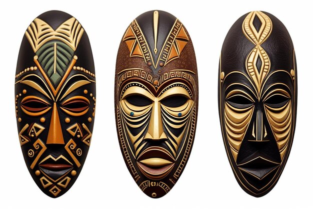 Motifs de masques tribaux africains dans des tons terreux