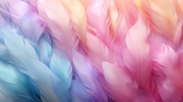 Photo des motifs de plumes en couleurs pastel