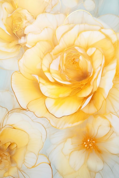 Photo motifs de rose jaune encre d'alcool œuvres d'art aquarelle transparente papier peint décoration de fond
