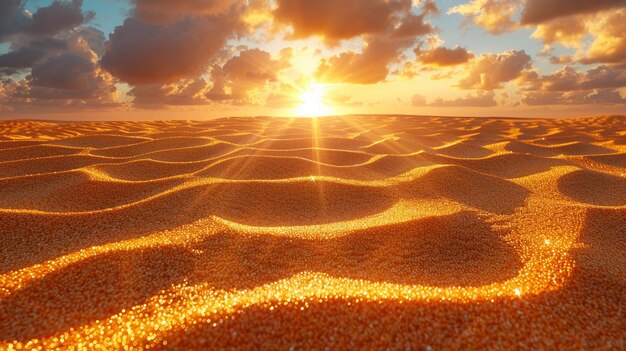 Des motifs de sable chaud du désert au coucher du soleil