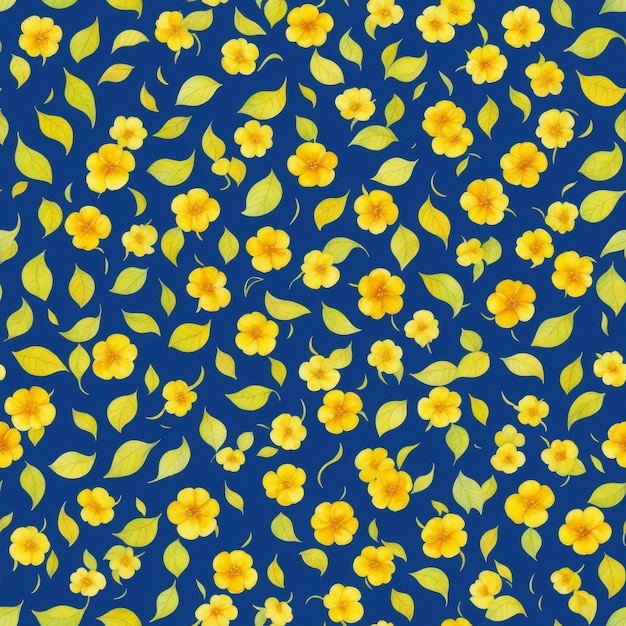 Les motifs sans couture aquarelles de fleurs jaunes laissent un motif reproductible