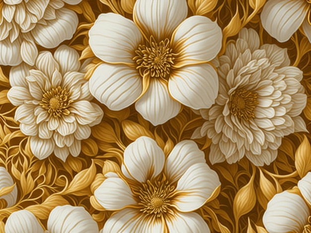 Des motifs sans couture de luxe en fleurs d'or vintage