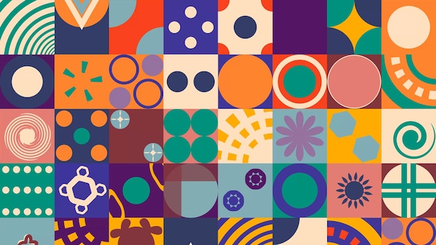 Des motifs sans couture multicolores à partir de taches avec un fond géométrique photo de haute qualité