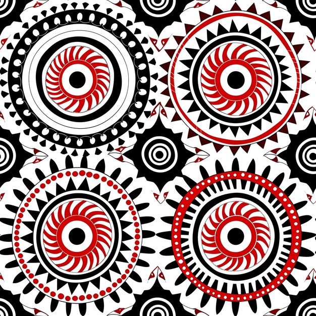 Photo des motifs tribaux avec des formes géométriques et contenus dans circu motif de tuiles sans couture art collage ink
