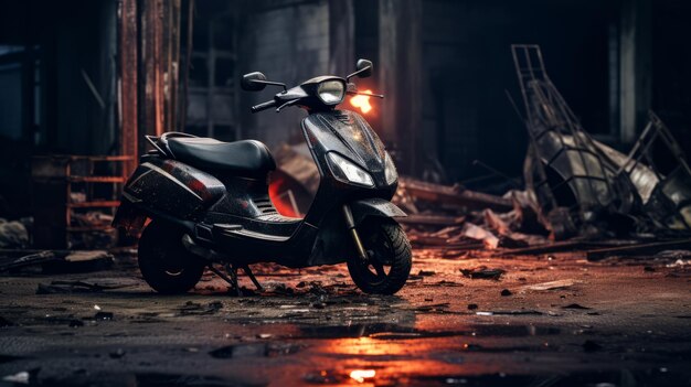 Photo une moto apocalyptique dans l'obscurité donne un aperçu de la culture pop indienne