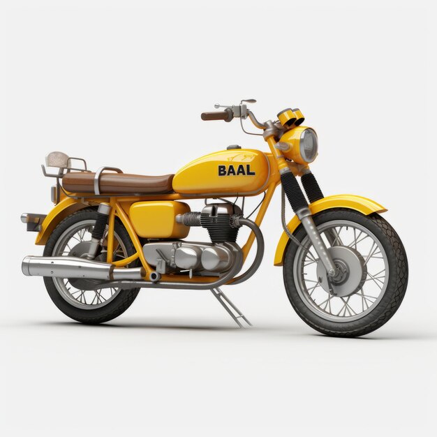 Moto Bajaj jaune sur fond blanc Rendering 3D photoréaliste