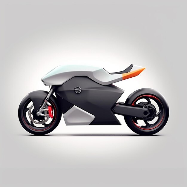 Une moto avec un dessin de flamme sur le côté.