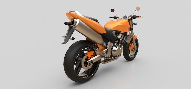 Moto deux places sport urbain orange sur une surface grise