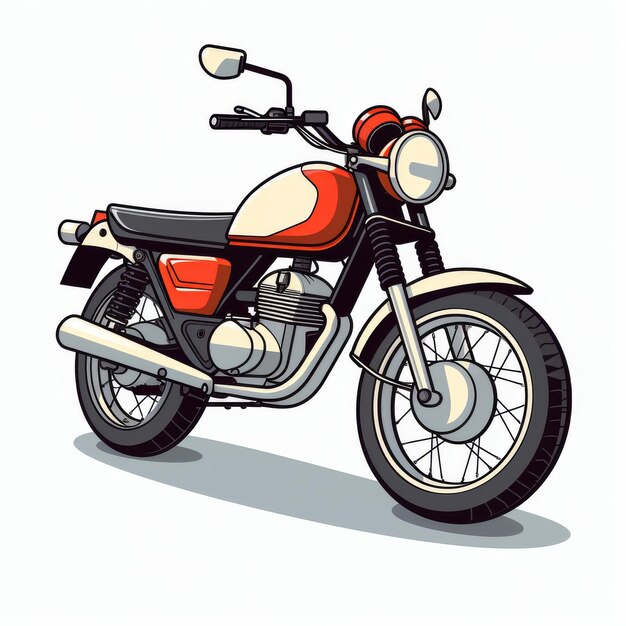 Moto isolée sur un fond blanc Illustration dans le style de dessin animé