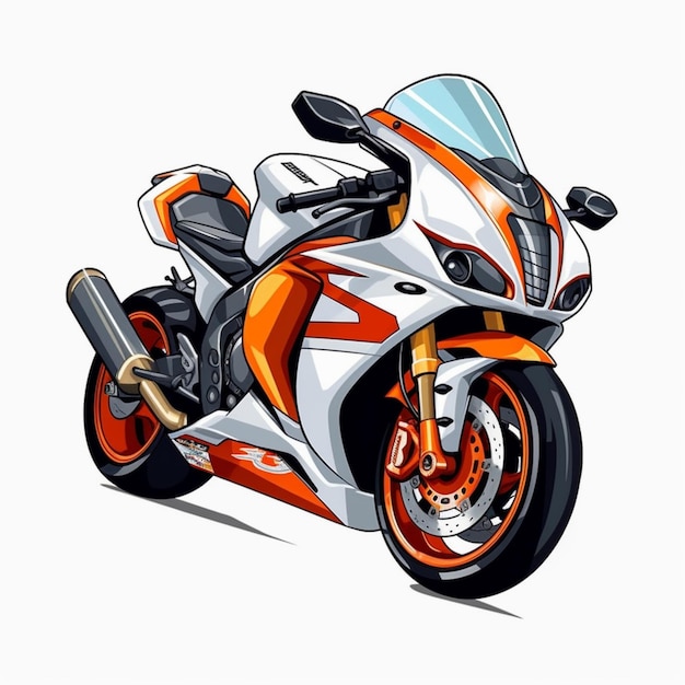 Une moto orange et blanche avec le mot honda sur le devant.