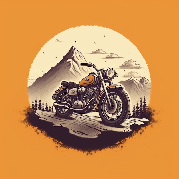 Une moto orange avec les mots harley sur le devant.