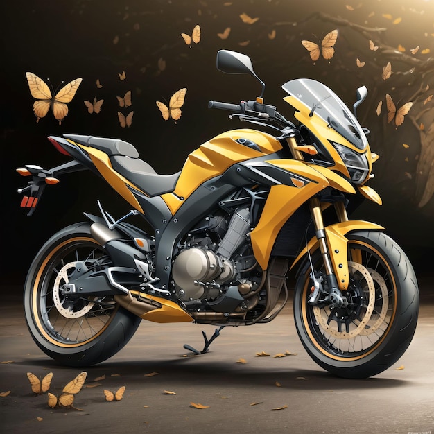 Une moto avec une peinture jaune et noire