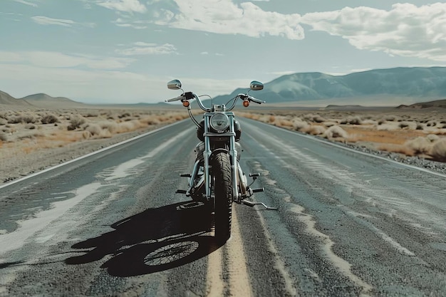 Une moto sur une route vide