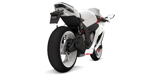 Moto super sport blanche 3D sur fond isolé blanc. illustration 3D.