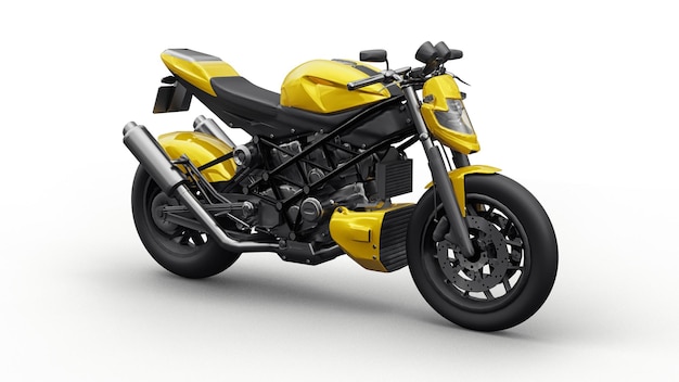 Moto super sport jaune sur fond blanc. illustration 3D.