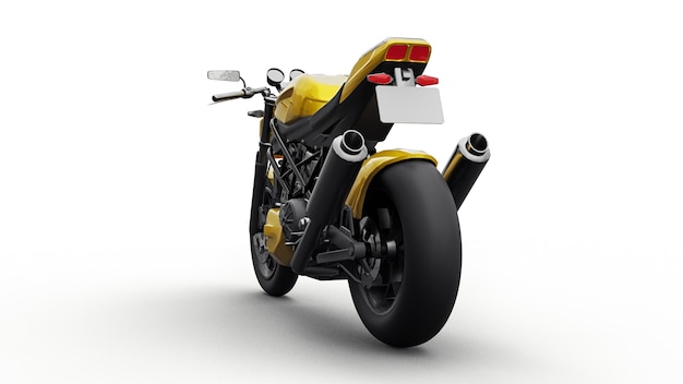 Moto super sport jaune sur fond blanc. illustration 3D.