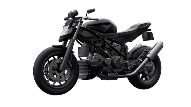 Moto super sport noire sur fond blanc. illustration 3D.