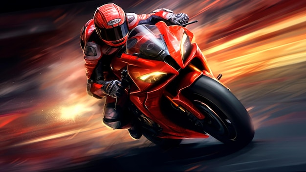 Moto Superbike sur la piste de course illustration d'art conceptuel dynamique à grande vitesse IA générative