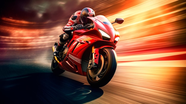 Moto Superbike sur la piste de course illustration d'art conceptuel dynamique à grande vitesse IA générative
