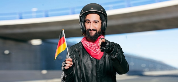 Motocycliste, drapeau, allemagne