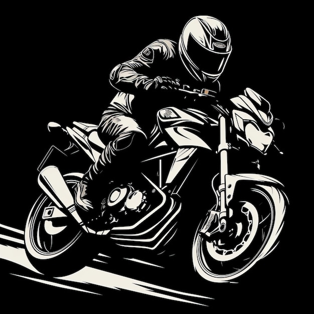 Un motocycliste dynamique dans une illustration vectorielle clair-obscur à fort contraste