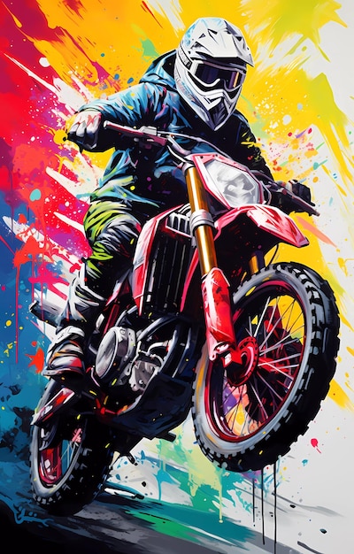 Un motocycliste roule au volant d'une moto de sport de style graffiti